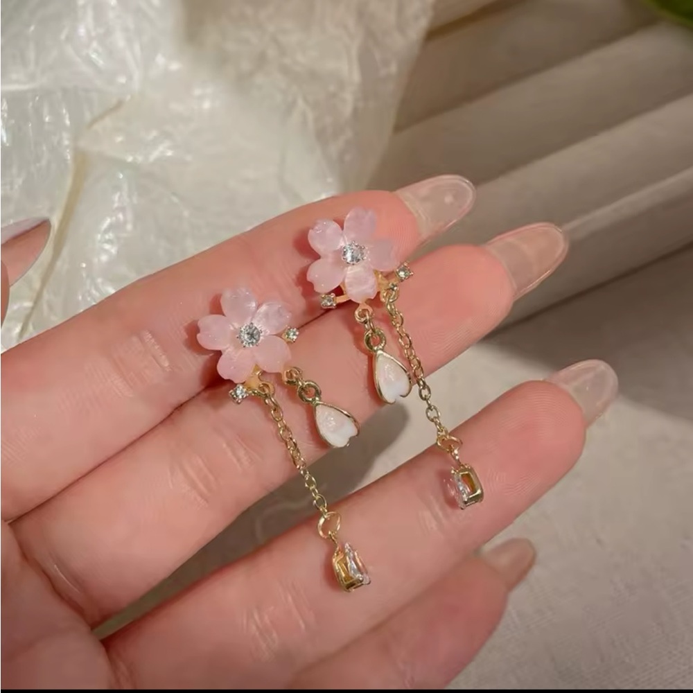 Rose Gold Filled Floral Cubic Zirconia Earrings